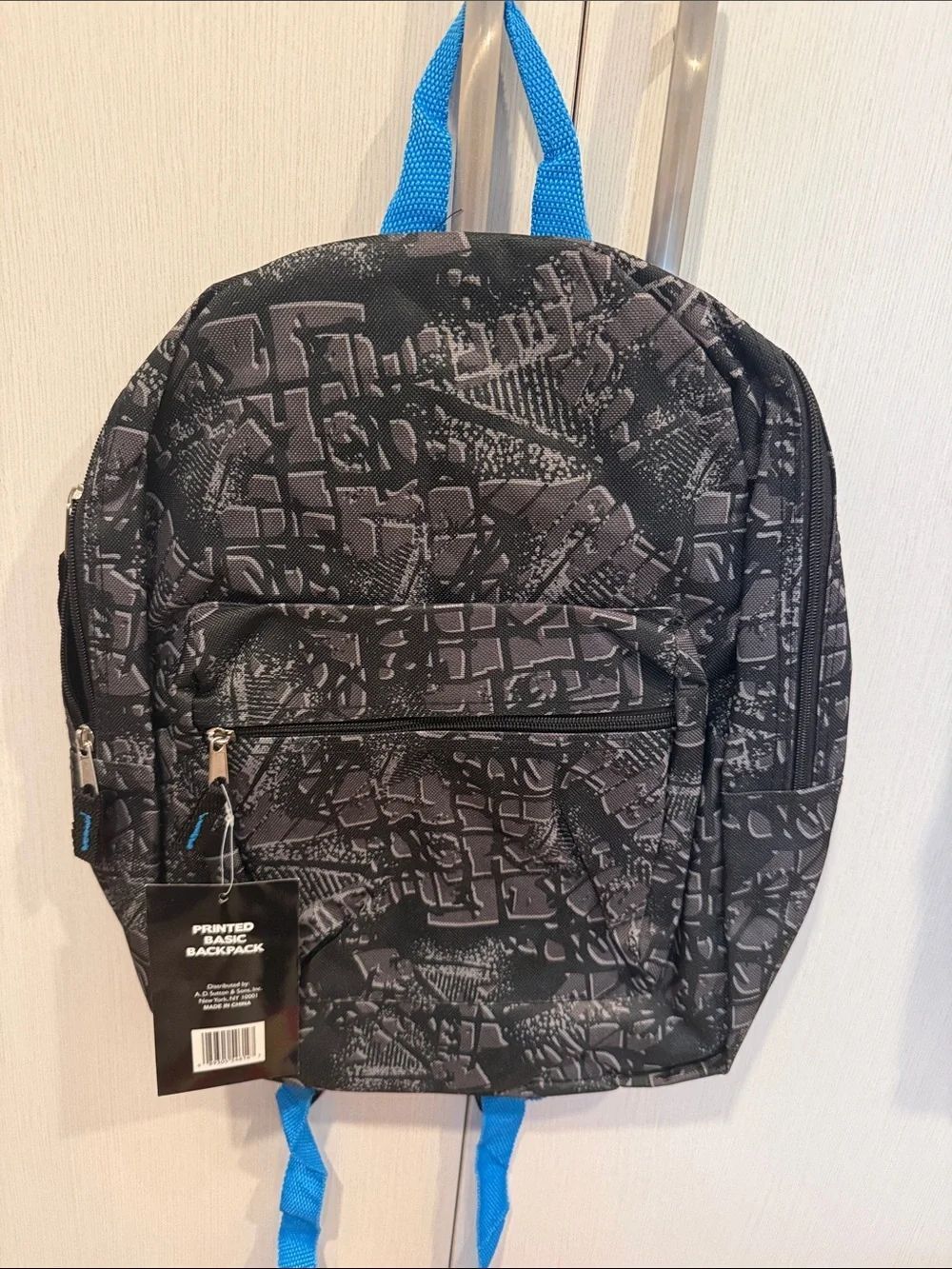 Classic Printed boy  Backpack in Black and Blue